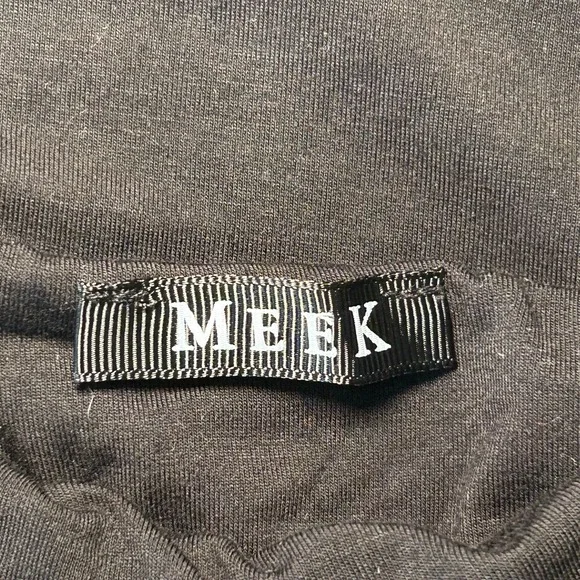 MEEK Womens Small Edgy Black Cutout Off-Shoulder Mini Dress Long Sleeve - Picture 3 of 4